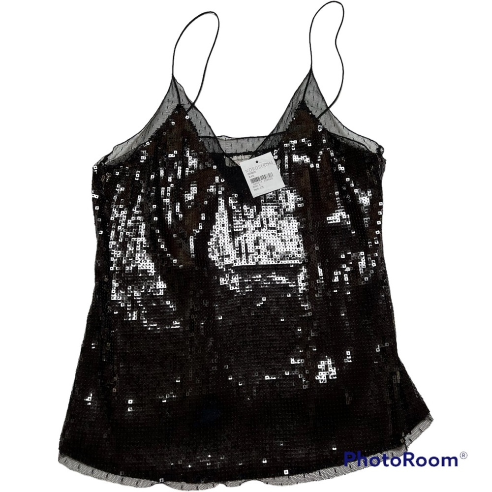 Free People Black Sequin and Lace Cami Size Small NWT